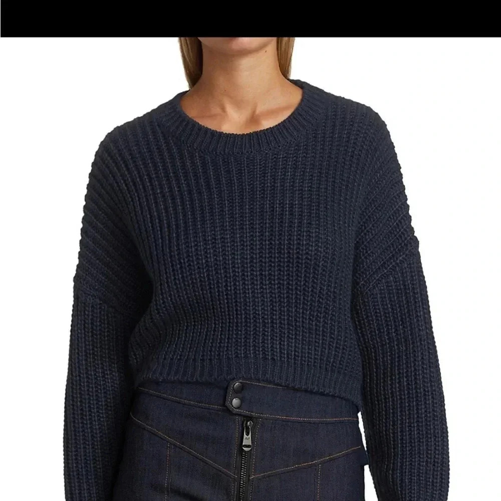 CINQ À SEPT NWT Eddie Cropped Slouchy Side Tie Knit Sweater Crop S - Picture 6 of 11